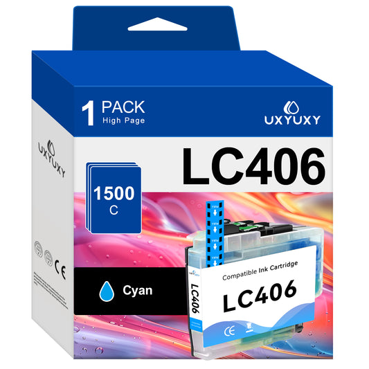 LC406 Ink Cartridge for Brother LC406 LC-406 for MFC-J4335DW MFC-J4345DW MFC-J5855DW MFC-J6555DW Printer (Cyan, 1Pack)