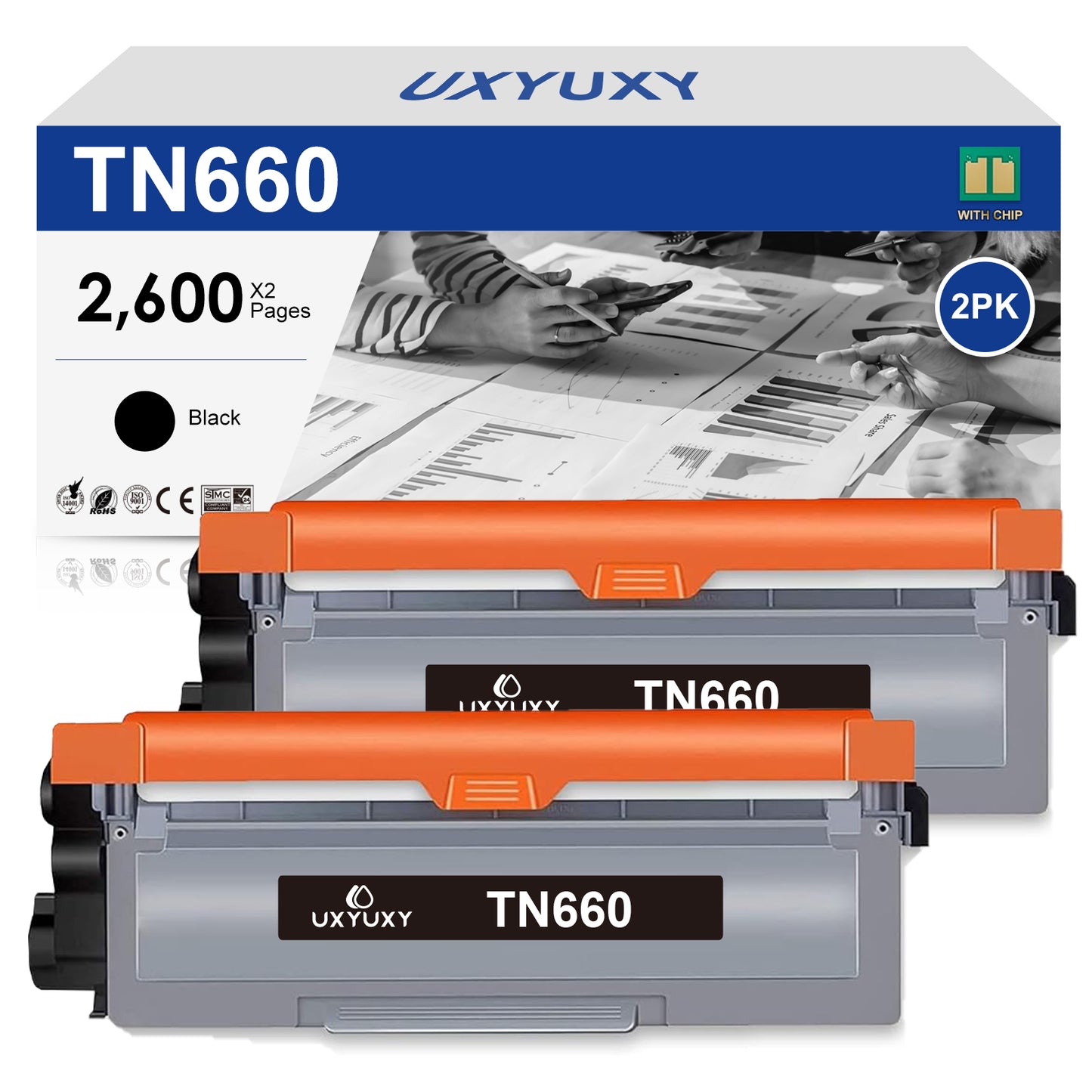 TN660 Toner Cartridge Compatible for Brother TN660 TN630 TN-660 TN-630 HL-L2300D HL-L2380DW HL-L2320D HL-L2340DW MFC-L2700DW MFC-L2740DW DCP-L2540DW Printer (Black, 2 Pack)