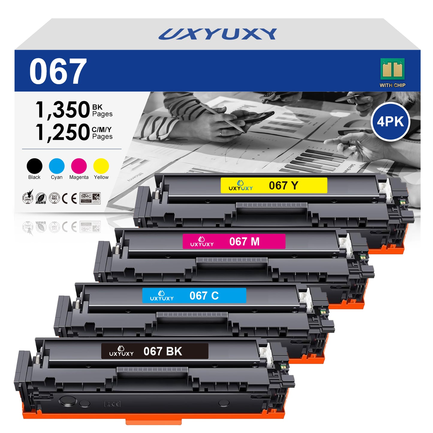 067 067H Toner Cartridge for Canon 067 067H CRG-067 Toner Cartridge for Canon ImageCLASS MF656Cdw MF654Cdw MF653Cdw MF652Cw MF650 LBP633Cdw LBP632Cdw LBP630 Printer (Black Cyan Magenta Yellow, 4 Pack)