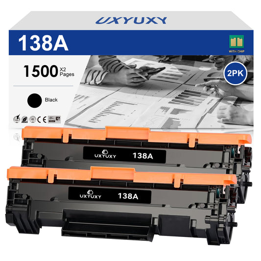 138A Toner Cartridge Replacement for HP 138A W1380A Toner Cartridge with New Chip used with HP Laserjet Pro 3001dw MFP 3101fdw Printers (Black, 2Pack)