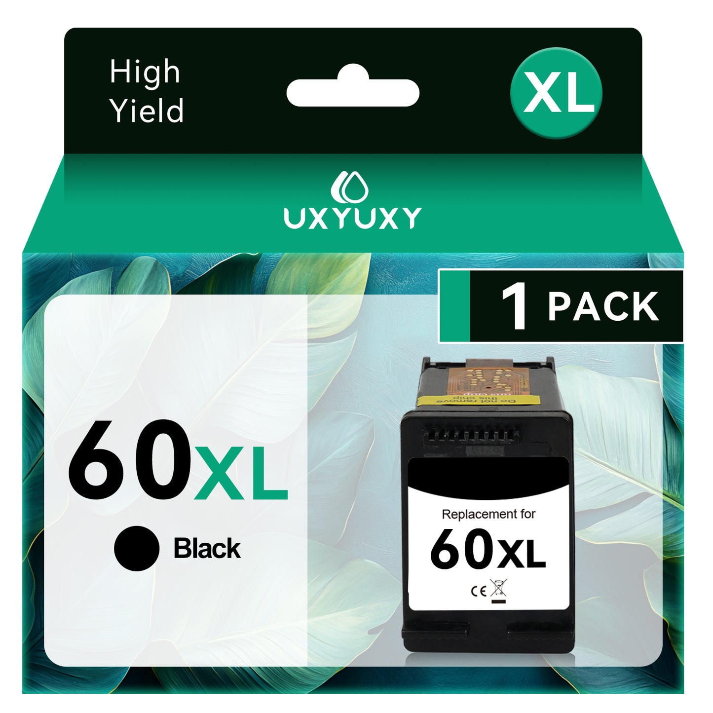 60XL 60 XL Black Ink Cartridge for HP Printers Envy 100 110 120 Photosmart c4680 c4780 c4795 d110 Deskjet d2680 f2430 f4280 f4440 f4480 f4580 Printer (1Black)