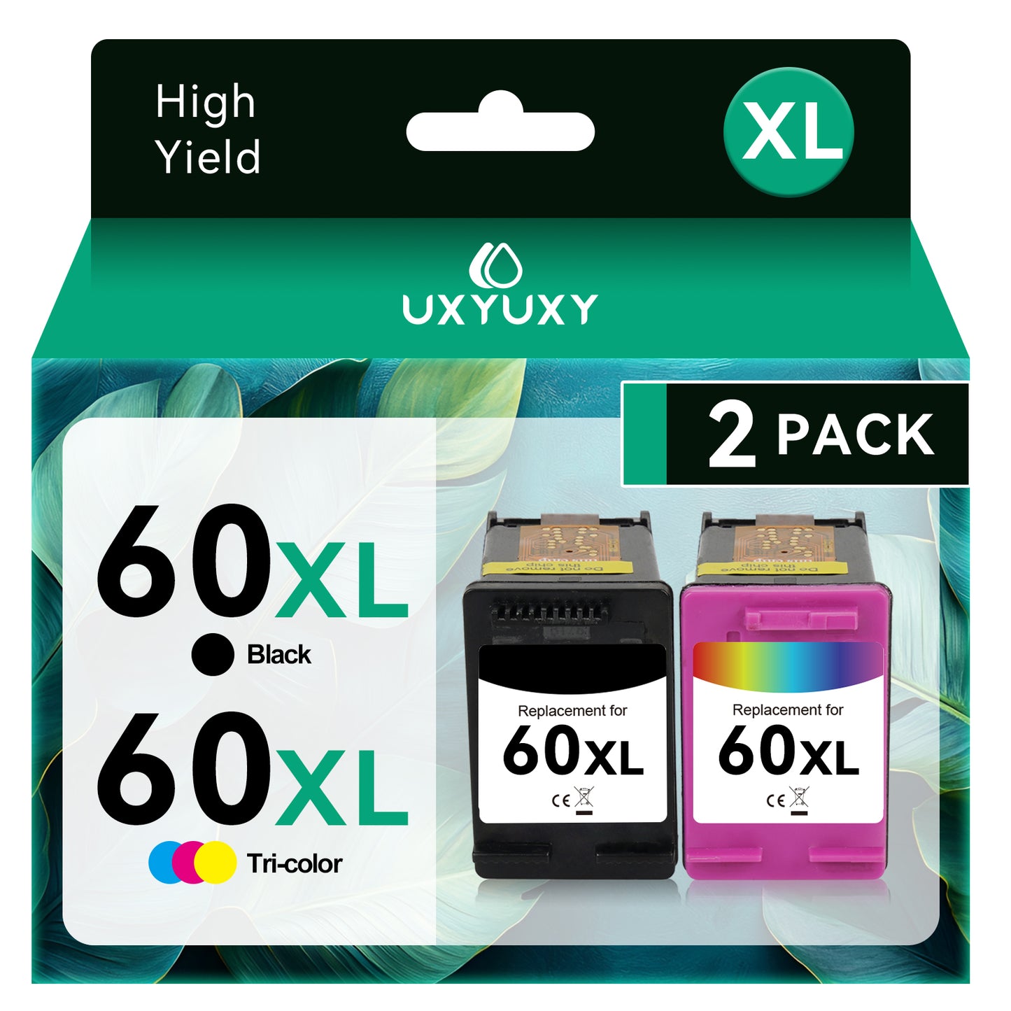 60XL Ink Compatible for HP 60 60XL Ink Cartridge Combo Pack for HP Photosmart C4680 C4780 Deskjet F4480 F4440 D2680 Envy 110 120 Printer (Black, Tri-Color)