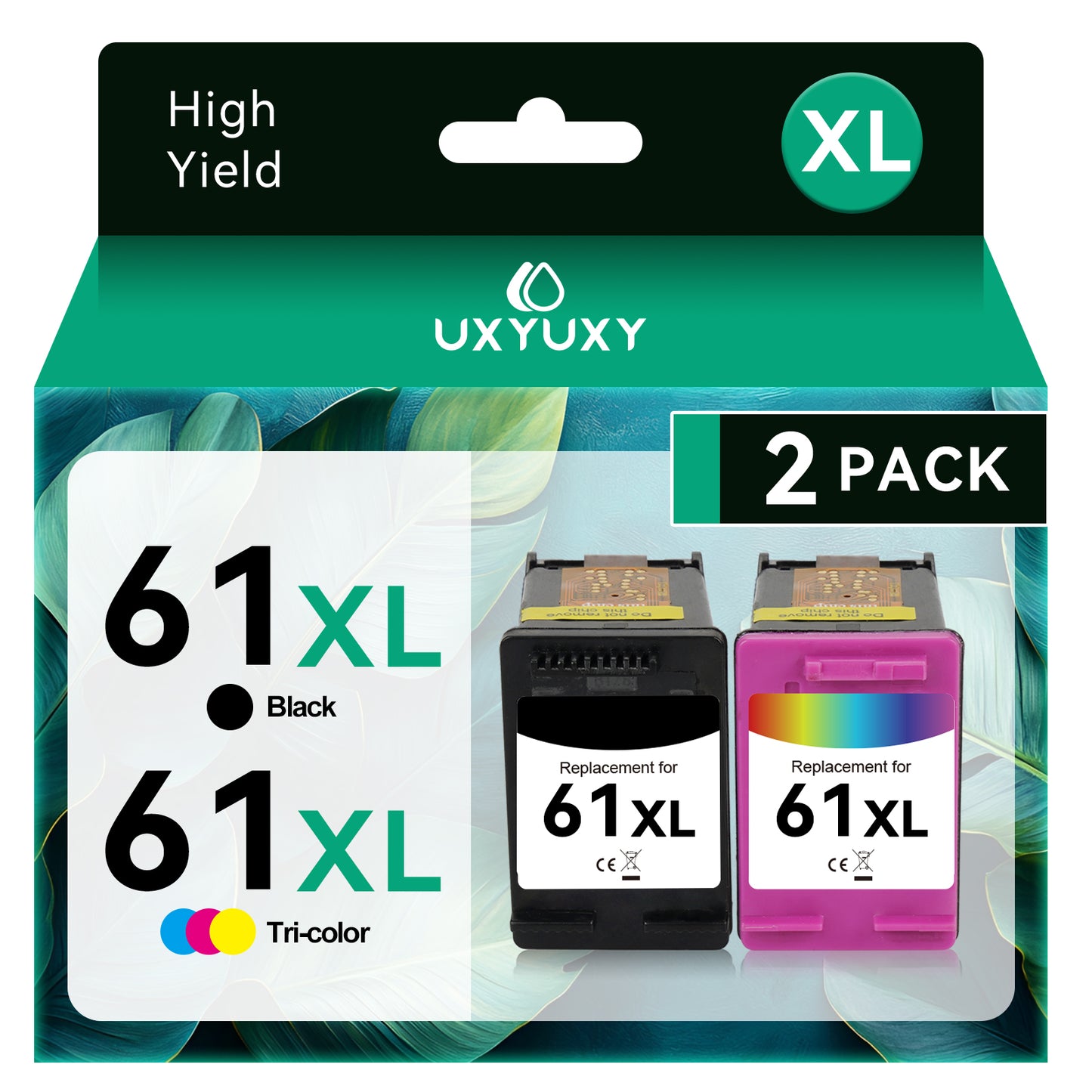 61XL Ink Cartridges Compatible for HP 61 Ink Cartridge for HP Deskjet 2541 OfficeJet 4630 HP Envy 4501 4500 Printer (Black, Tri-Color, 2Pack)