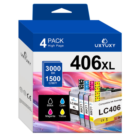 LC406 Ink Cartridges for Brother LC406 for MFC-J4335DW MFC-J4335DW XL MFC-J4345DW MFC-J4345DW XL Printer (Black,Cyan,Magenta,Yellow, 4 Pack)