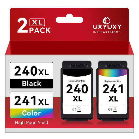 240XL 241XL Ink Cartridge for Canon Ink 240 and 241 for Pixma MG3620 TS5120 MG3520 MG3220 MX472 MX452 Printing (Black, Tri-Color, 2 Pack)